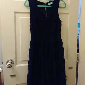 Blue lace v neck dress